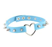 Spiked Heart Choker Inlaid Gothic Choker Punk Collar Women's Black Gothic Jewelry Women's Accessories-light blue