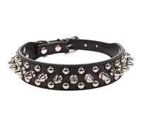 Spiked Leather Dog Collar,Spiked Dog Collar,Studded Dog Collar for Medium Dogs,Studded Spiked Dog Collar Anti Bite Rivet Pet Collar or Small Medium and Large Dogs (black)