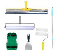 Spiked Roller Self-Levelling Tools, Leveling Compound Roller, Spiked Roller Epoxy Floor Paint, Scraper, Trowel, Spike Shoes, Paint Rollers, Self-Levelling Cement Tool Kit 160cm with Extension Rod
