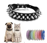 Spiked Small Dog Collar, Mushrooms Rivet Spike Studded Protective Pet Neck Pu Leather Puppy Collars for XXS XS Small Medium Large Boy Dogs Male Cats Goat, Black