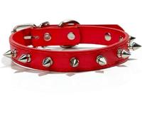 Spiked Studded Leather Dog Collars Pu For Small Medium Large Dogs Pet Collar Rivets Pet Products Neck Strap-Blue-S(Red-S)