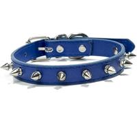 Spiked Studded Leather Dog Collars Pu For Small Medium Large Dogs Pet Collar Rivets Pet Products Neck Strap-Blue-S(Blue-S)