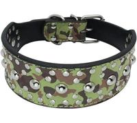 Spiked Studded Small Large Dog Collar Rivet Accessory Hond Neck Strap For Puppy Necklace Leather PU Pet Supplies-Army Green-S