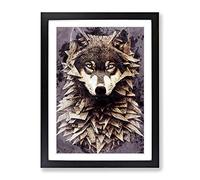 Spiked Wolf Framed Wall Art Print A2 Black