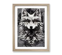 Spiked Wolf Framed Wall Art Print A2 Oak