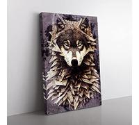 Spiked Wolf No.2 Canvas Wall Art Print Ready to Hang, Framed Picture for Living Room Bedroom Home Office Décor, 60x40 cm (24x16 Inch)