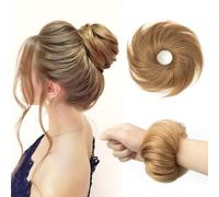 SPIKFN Real Hair Bun Set, 100% Human Hair, Natural Doughnut Hairpiece, Updo Hairstyle, Messy Hair Accessories for Women (#6 Honey Brown)