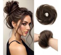SPIKFN Real Hair Bun Set, 100% Human Hair, Natural Doughnut Hairpiece, Updo Hairstyle, Messy Hair Accessories for Women (#2 Dark Brown)