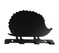 Spiky Hedgehog Silhouette Key Hook Rack, Laser Cut Solid Steel, Black Powder Coat Paint Finish