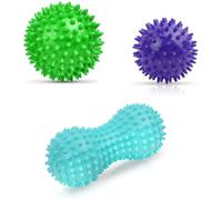 Spiky Massage Balls for Feet, Back, Hands, Muscles Massager Rollers for Plantar Fasciitis, Exercise, Neuro-Balance, Physical Therapy 3-Piece Hedgehog Ball Set