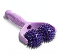 Spiky Massage Balls Rollers with Dual Ball Design, Manual Back Massage Stick with Ergonomic Handle, Lightweight and Portable Spiky Sensory Toys Pain Relief for Back Neck Shoulder Leg (Purple)