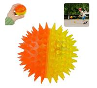 Spiky Massage LED Ball 7cm, Orange/Yellow, Two Tone Flashing Toy, Plantar Fasciitis Trigger Point Stress Relief, Back Foot Roller, Yoga Physio Bouncy Ball