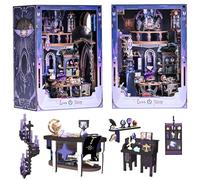 Spilay Book Nook Kit for Adults, Luna Tarot DIY Miniature House Kit with LED Light & Dust Cover, Creative DollHouse Wooden 3D Puzzles, Unique Gift for Book Lovers (Valentine, Birthday, Christmas)