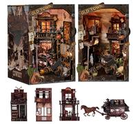 Spilay Book Nook Kit for Adults, Sundown Crossing DIY Miniature House Kit with LED Light & Dust Cover, Creative 3D Puzzle for Relaxation & Desk Decor - Soothing Gift for Teens & Adults