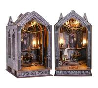 Spilay DIY Book Nook Kit, 3D Wooden Miniature Dollhouse with LED Lights, Creative Bookshelf Insert Decor, Handmade Model Building Gift for Adults - Christmas/Valentine’s-Quiet Night Prayer-(ZWSL16)