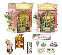 Spilay DIY Book Nook Kit - Blossom Alley Dollhouse Bookshelf Insert with LED Lights, Handmade 3D Model Building Craft for Adults, Unique Gift for Birthday, Christmas, Valentine’s Day - ZWSL37