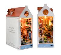 Spilay DIY Book Nook Kit,DIY Dollhouse Booknook Bookshelf Insert Decor Alley,Bookends Model Build kit with LED Light,Handmade Crafts Gifts for Birthday Christmas and Valentine's Day(Old Town Holiday)