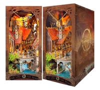 Spilay DIY Book Nook Kit, Dollhouse Bookshelf Insert with LED Lights, 3D Wooden Bookend Model Building Craft, Creative Gift for Adults,Christmas/Valentine's/Birthday-Valley of the Illusory Rings-SQ32