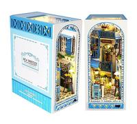Spilay DIY Bookshelf Kit, Bookshelf Built-In Decorative Alley, Bookstop Model Making Kit with LED,Handmade Crafts, Birthday,Christmas and Valentines Day Gifts (Sea Breeze - TC18)
