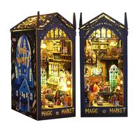 Spilay DIY Bookshelf Kit, Bookshelf Built-In Decorative Alley, Bookstop Model Making Kit with LED,Handmade Crafts, Birthday,Christmas and Valentines Day Gifts (Magic Bazaar - SL09)