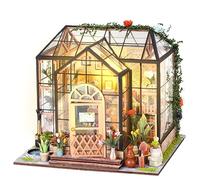 Spilay DIY Miniature Dollhouse Kits, Tiny Model House for Adults to Build, Mini House Model Kits with Dust Cover and LED, DIY Crafts Birthday Gifts Home Decor for Family and Friends Greenhouse