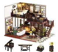 Spilay DIY Miniature Dollhouse Wooden Furniture Kit,Handmade Mini Crafts Modern Villa Model with Dust Cover & Music Box,1:24 Scale Creative Doll House Toys (LV002) (Time Impression)