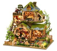 Spilay Diy Miniature House Kit, 3D Wooden Doll House with Furniture & Music Box and LED, 1:24 Scale Creative Handmade Craft Gift for Adults & Teens - (Forest Adventures) - EA002