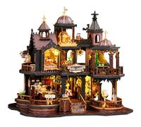 Spilay DIY Miniature House Kit, Edinburgh Castle Dollhouse with Music Box and Dust Cover, 3D Wooden Puzzle Book Nook Kit for Adult, Creative Bookshelf Decor&Unique Gift for Teens & Book Lovers