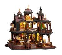 Spilay Diy Miniature House Kit - Medieval Wooden Castle DollHouse with Music Box, LED Lighting & Dust Proof Display Case, Creative Model Building Gift for Adults - Edinburgh Castle - ES18