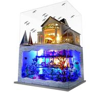 Spilay Diy Miniature House Kit with Furniture, Dollhouse Kit Mini Modern Villa Model with Music Box, 1:24 Scale Creative DollHouse Christmas Birthday Gift for Lovers Boys and Girls (Hawaii Impression)