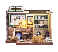 Spilay Diy Miniature House Kit with Wooden Furniture and LED DIY Dollhouse Set, Crafts, Birthday, Christmas and Valentine's Day Gifts (Lodge Detective Agency)