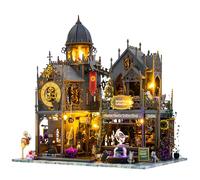 Spilay Diy Miniature House Kit with Wooden Furniture, with Music Box Dust Proof Cover and LED, 1:24 Scale Creative for Women Girl Friend Lover (Huoluo Castle)