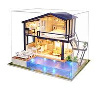 Spilay Diy Miniature House Kit, Wooden Dolls House Crafts Mini Handmade Kit with Dust Cover and Music Box, 1:24 Creative Room Idea Gift for Adult Friend Lover A066 (Time Apartment)