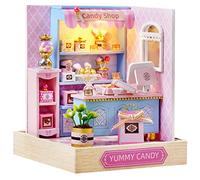 Spilay Dollhouse DIY Miniature Wooden Furniture Kit,Mini Handmade Doll House with Dust Cover & LED,1:24 Scale Creative Woodcrafts for Adult Friend Lover Birthday Gift QT45