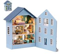 Spilay Dollhouse DIY Miniature Wooden Furniture Kit, Mini Handmade Dolls House with LED, 1:24 Scale Creative Woodcrafts Toy House for Adult Friend Lover Birthday Gift D031