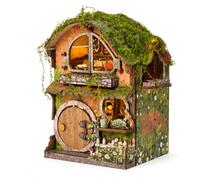 Spilay Miniature House Kit for Adults, Green Vine Cottage DIY Miniature House Kit with LED Light, 3D Wooden Puzzle Craft Kit, Fairy Cottage Model for Desk Bookshelf Decor, Gift for Teens Adults