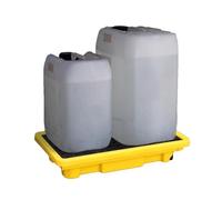 Spill Containment Pallet - Heavy-Duty Polyethylene Drum Tray, Stackable Modular Spill Control Platform with Drain Port for Industrial, Warehouse, and Laboratory Use