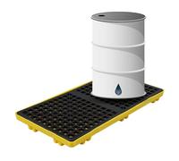 Spill Containment Pallet, Modular Plastic Platforms with Grating, Anti-leakage Design for Safe Liquid Storage, 66 x 36 x 12 cm, Heavy-Duty Durability