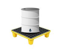 Spill Containment Pallet, Modular Plastic Platforms with Grating, Anti-leakage Design for Safe Liquid Storage, 66 x 36 x 12 cm, Heavy-Duty Durability