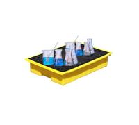 Spill Containment Pallet, Modular Plastic Platforms with Grating, Anti-leakage Design for Safe Liquid Storage, 66 x 36 x 12 cm, Heavy-Duty Durability