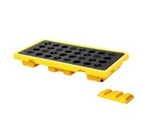Spill Containment Pallet, Modular Plastic Platforms with Grating, Anti-leakage Design for Safe Liquid Storage, 66 x 36 x 12 cm, Heavy-Duty Durability