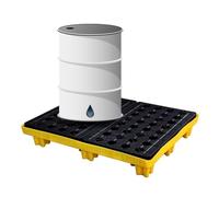 Spill Containment Pallet, Modular Plastic Platforms with Grating, Anti-leakage Design for Safe Liquid Storage, 66 x 36 x 12 cm, Heavy-Duty Durability