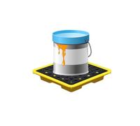 Spill Containment Pallet, Modular Plastic Platforms with Grating, Anti-leakage Design for Safe Liquid Storage, 66 x 36 x 12 cm, Heavy-Duty Durability