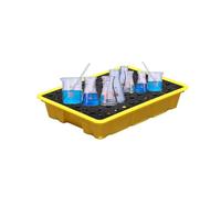 Spill Containment Pallet, Modular Plastic Platforms with Grating, Anti-leakage Design for Safe Liquid Storage, 66 x 36 x 12 cm, Heavy-Duty Durability