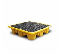 Spill Containment Pallet - Stackable Oil Drum Spill Platform with Drain, Leakproof Detachable Plastic for Efficient Garage Storage