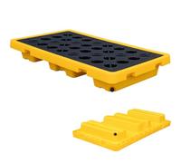 Spill Containment Pallet with Drain Pockets and Forklift Access, Stackable for Drum Storage and Environmental Safety