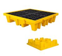 Spill Containment Pallet with Drain Pockets and Forklift Access, Stackable for Drum Storage and Environmental Safety