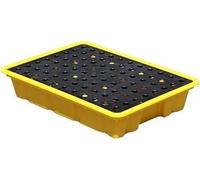 Spill Containment Pallets Stackable Modular Spill Platforms with Flat Top Grids for Factory Floor and Warehouse Storage - Durable Polyethylene Construction