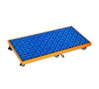 Spill Containment Platform,Large Spill Containment Pallet With Drain, Leakproof Spill Platform For Industrial Use, Kitchen, Garage & Warehouse Storage, Stackable Oil Drum,Yellow+blue(wheels),125x65x1