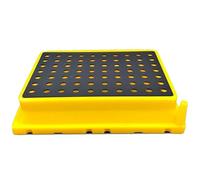 Spill Containment Platform, Leakproof Tray with Grates, Polyethylene Modular Storage for Industrial and Garage Use, 28.35 x 28.35 x 6.10 Inches